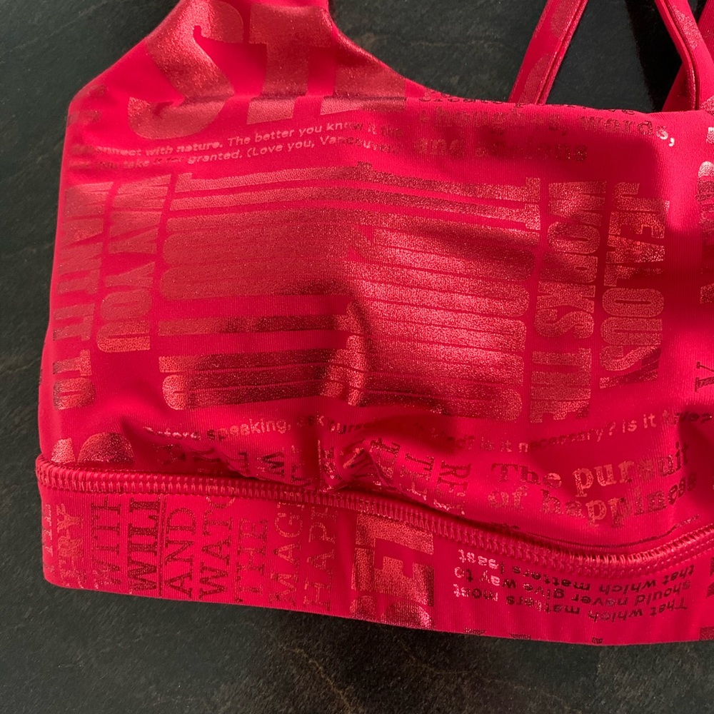 NWOT lululemon red foil manifesto energy bra. 6 - Picture 2 of 5